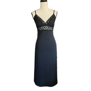 Vintage Betsey Johnson New York Black w/ Sheer Lace Goth Witchy Vamp Slip Dress